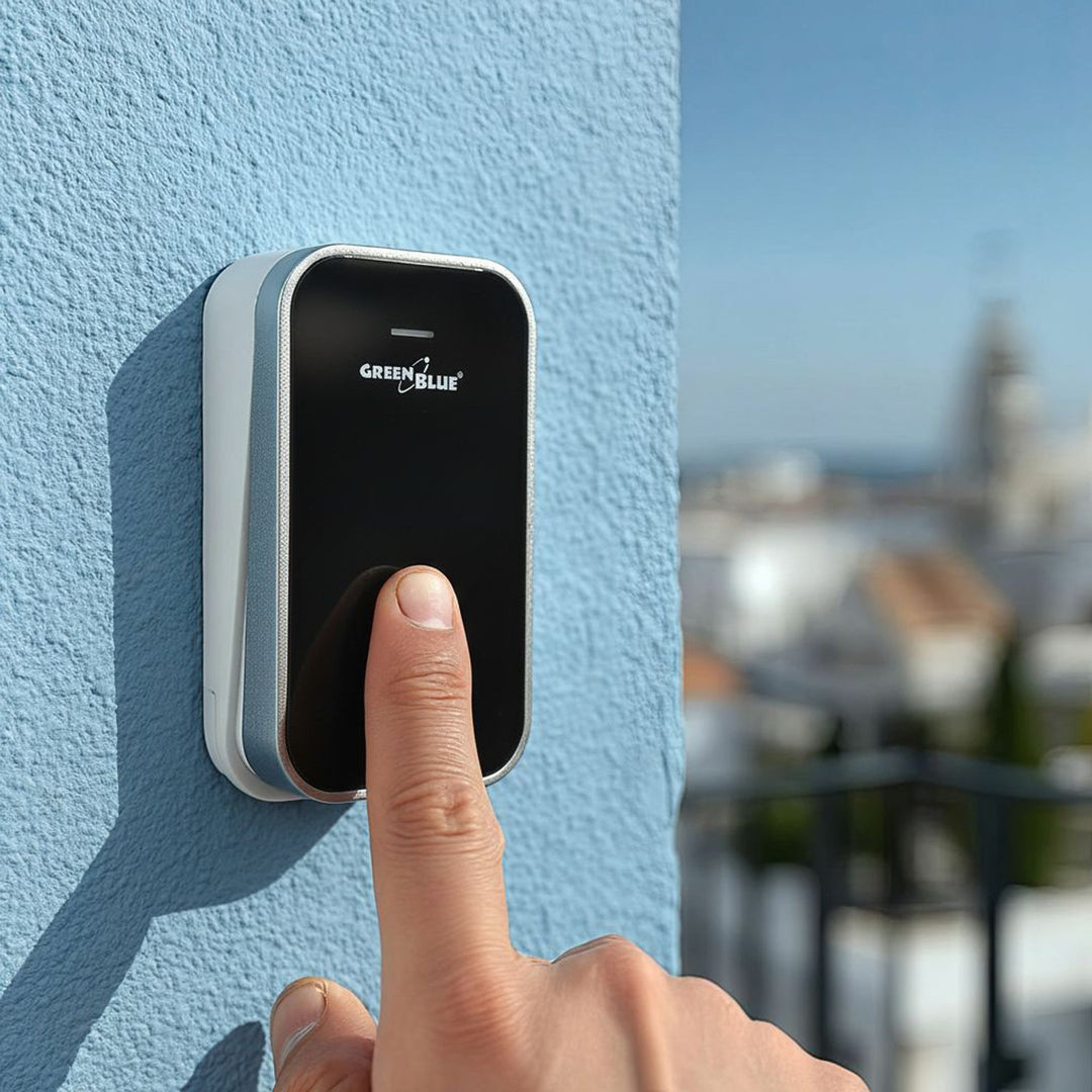 Kinetický bezdrátový zvonek bez baterií, 38 melodií, černý, dosah až 200 m, IP44, GreenBlue GB157 B