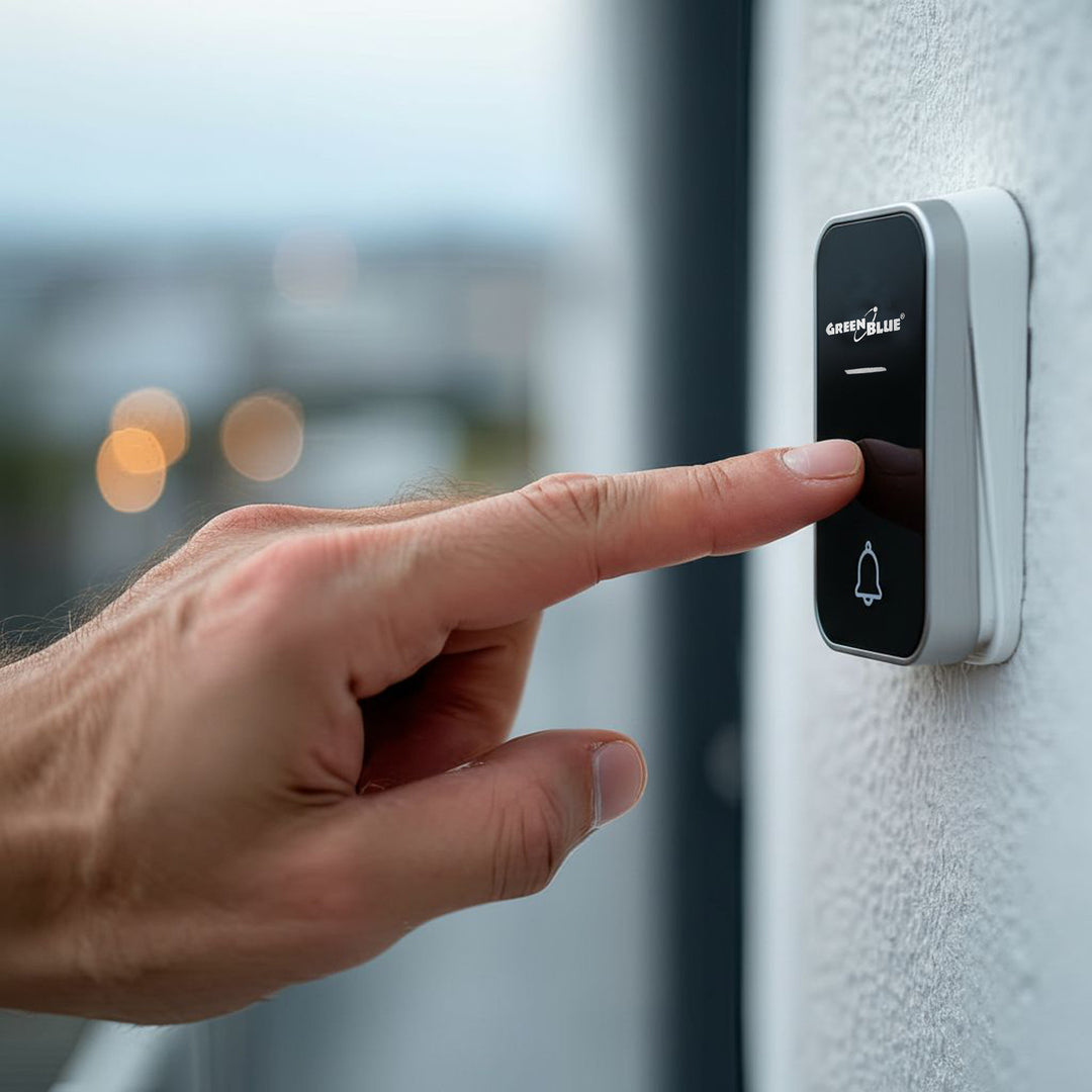 Kinetický bezdrátový zvonek bez baterií, 38 melodií, černý, dosah až 200 m, IP44, GreenBlue GB157 B