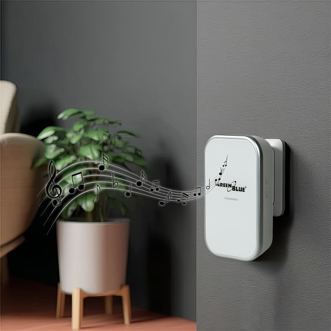 Kinetický bezdrátový zvonek bez baterií, 38 melodií, bílý, dosah až 200 m, IP44, GreenBlue GB157 W