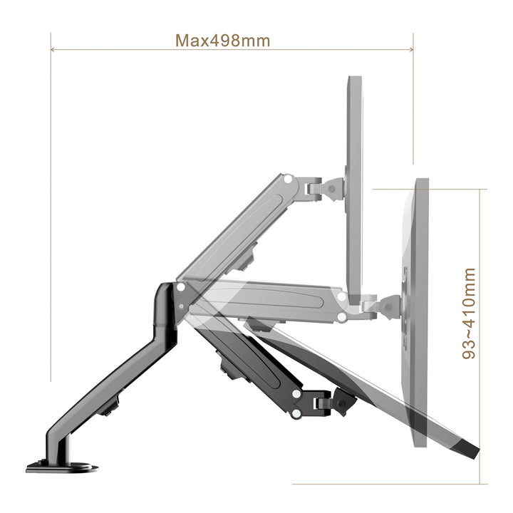 Držák na monitor Maclean, plynová pružina, 13"-27", 8 kg, černý, MC-860N