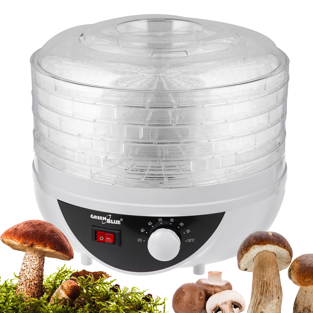 Sušička hub, zeleniny a ovoce GreenBlue, příkon 250 W - velmi tichá, zástrčka GB195 UK