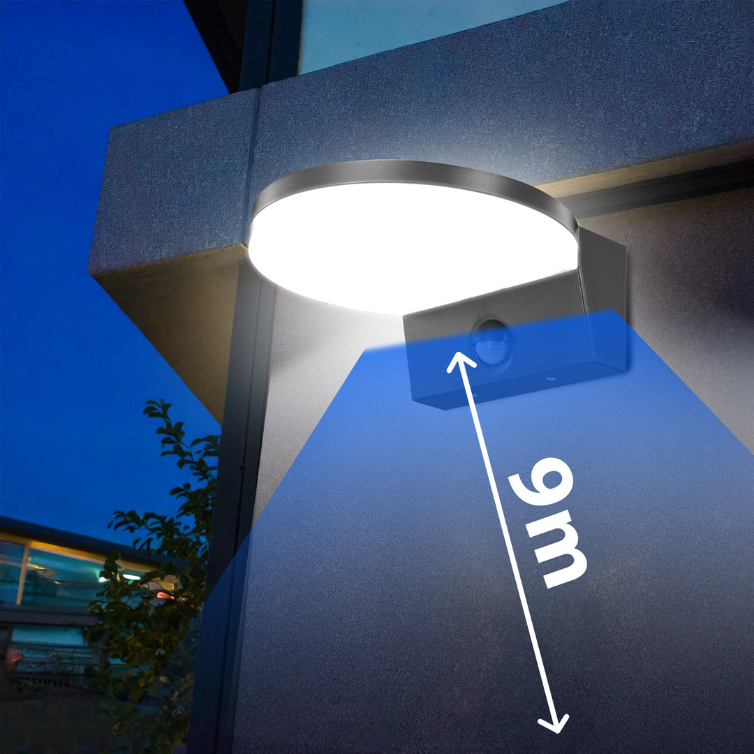 Senzorová LED lampa Maclean, PIR senzor pohybu, černá, 15W, IP65, 1560lm, neutrální bílá (4000K) MCE344 B
