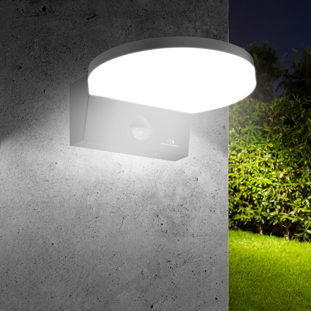 Senzorová LED lampa Maclean, PIR senzor pohybu, černá, 15W, IP65, 1560lm, neutrální bílá (4000K) MCE344 B