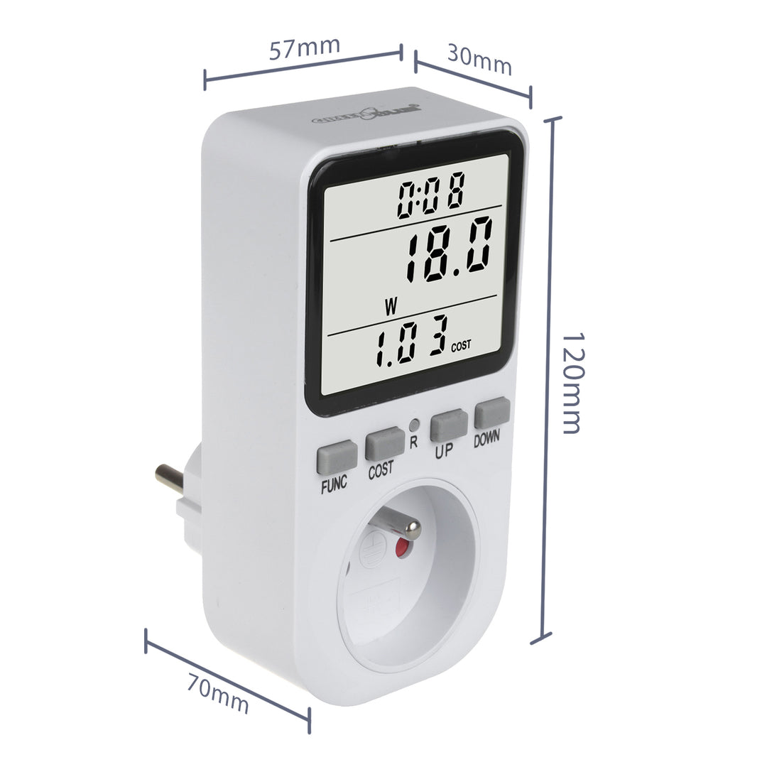 GreenBlue elektroměr, wattmetr, typ E, 220-240V AC, 50Hz, max. zatížení 16A, IP20, vestavěná baterie, GB364 E