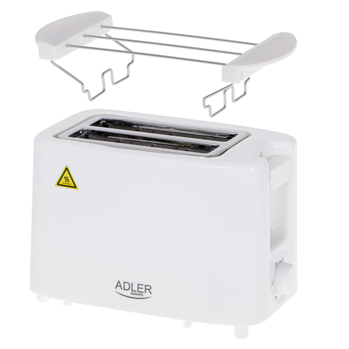 Topinkovač Adler, 6 stupňů regulace, rošt na housky, 900 W, bílý, AD 3223