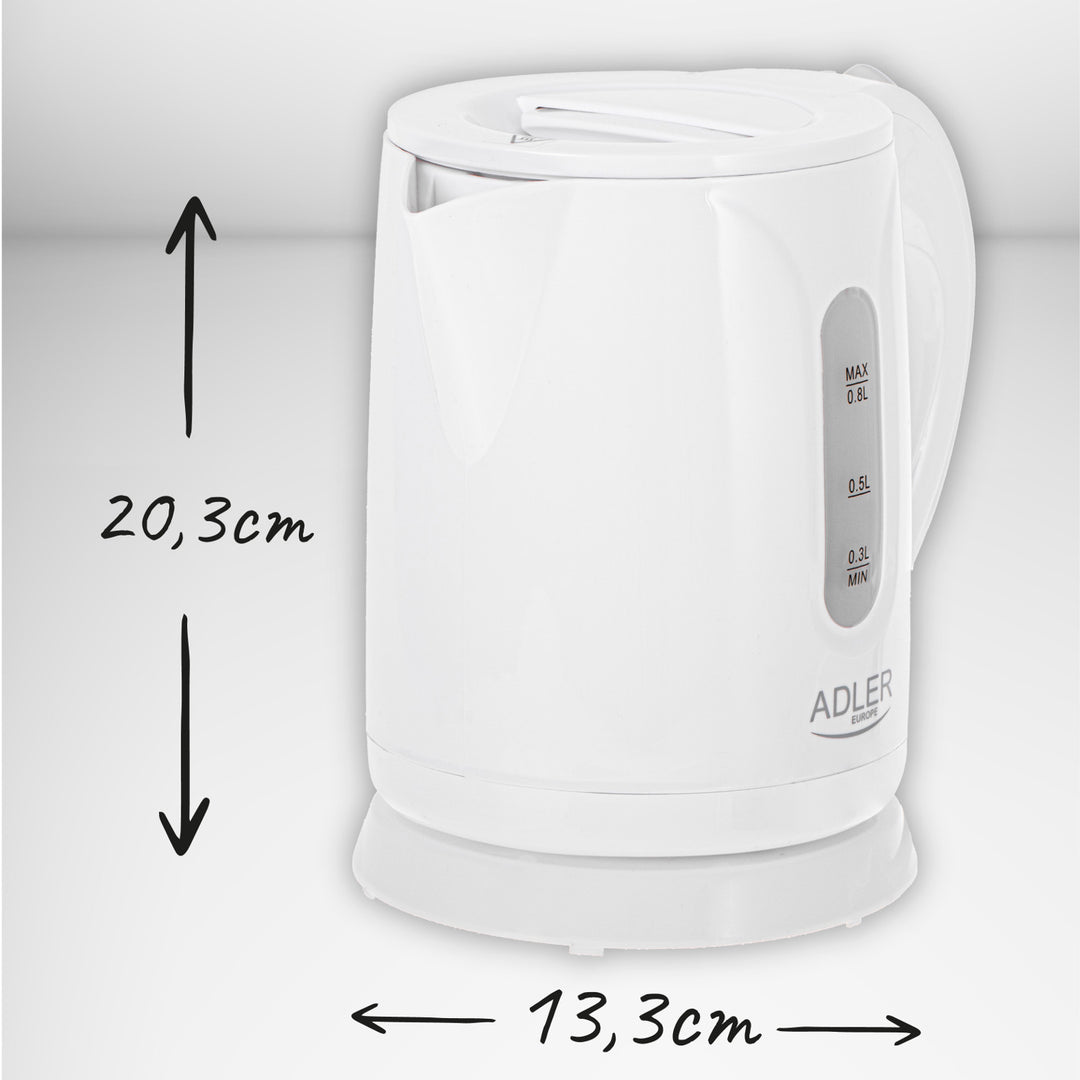Bezdrátová elektrická konvice Adler, objem 0,8 l, výkon 850 W, AD1371