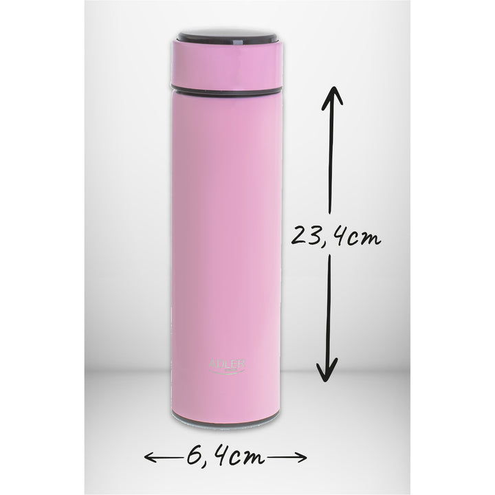 Termoska Adler, dotykový LED displej, objem 473 ml, růžová barva, AD 4506