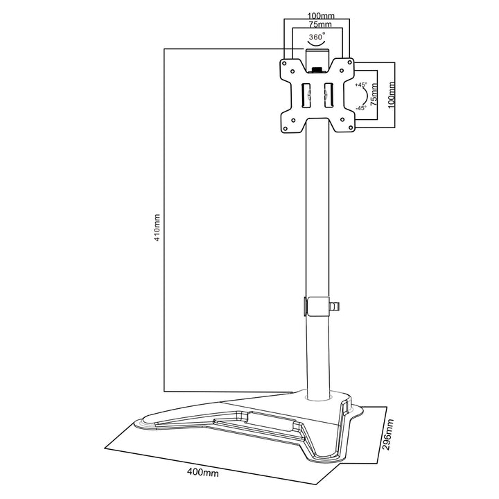 Držák na monitor Maclean, max. VESA 100x100, 13-27", 8 kg, MC-987