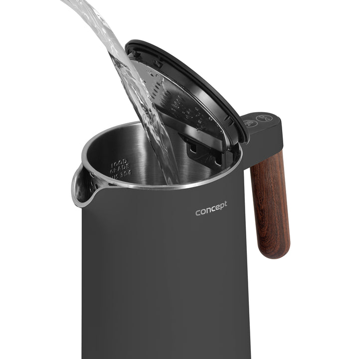 Concept Norwood RK3305 Nerezová rychlovarná konvice s regulací teploty Keep Warm 1,5 l 1850-2200 W tmavě šedá