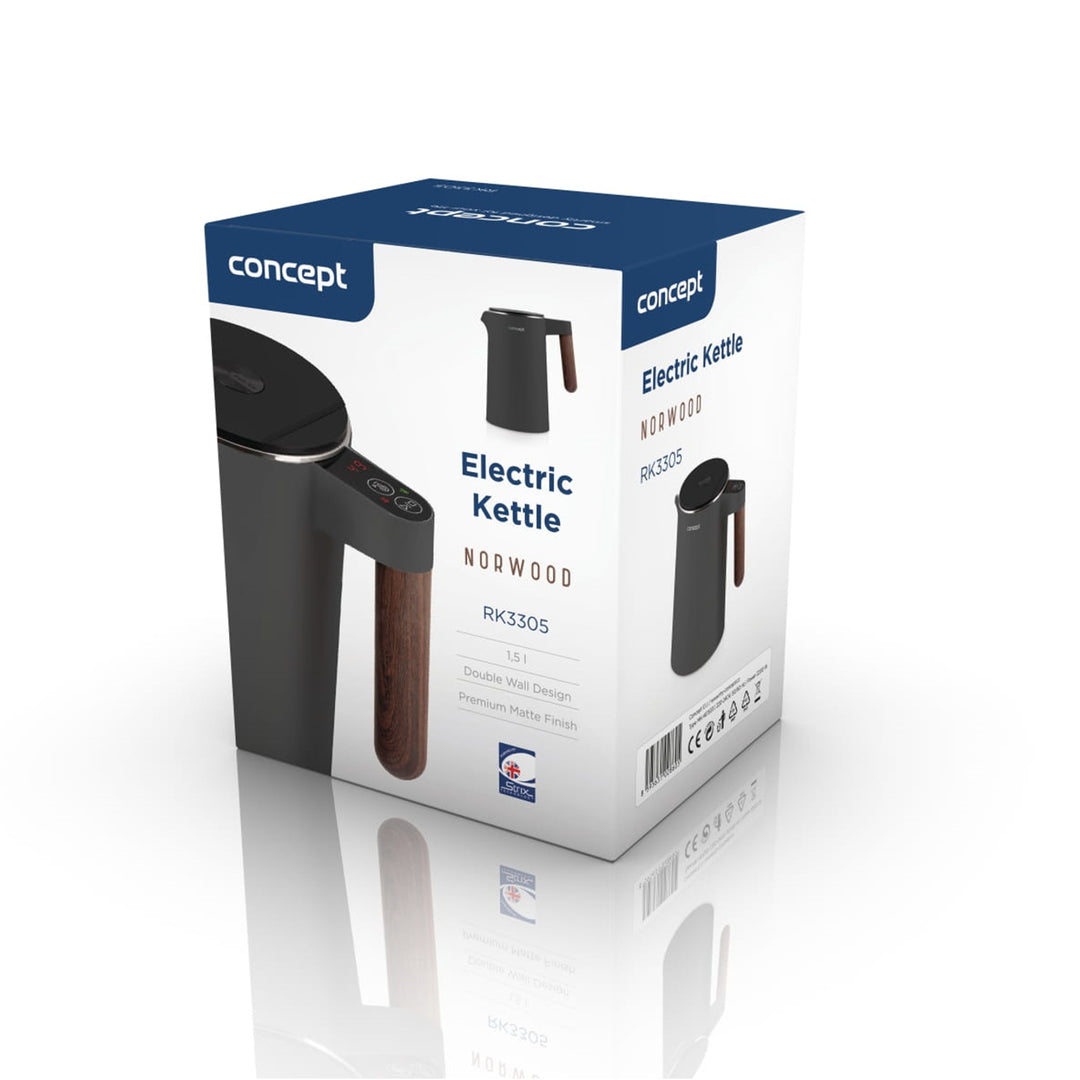 Concept Norwood RK3305 Nerezová rychlovarná konvice s regulací teploty Keep Warm 1,5 l 1850-2200 W tmavě šedá