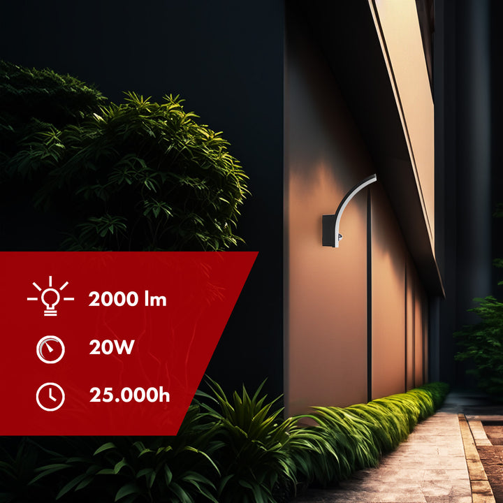 Maclean 20W LED lampa s pohybovým senzorem IP65 2000lm černá 4000K