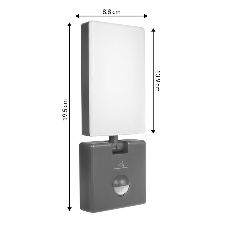 Maclean šedá 10W IP65 800lm 4000K LED lampa se senzorem pohybu