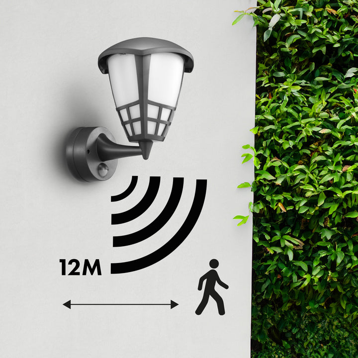 Nástěnné svítidlo se senzorem Maclean MCE518 GR 1xE27 šedé IP65 max. 60W