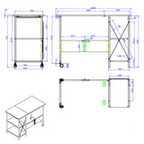 Skládací stůl Maclean Loft, rozměry: 107x45x75cm, max. 150 kg, s deskou, barva tmavý ořech, MC-411 B