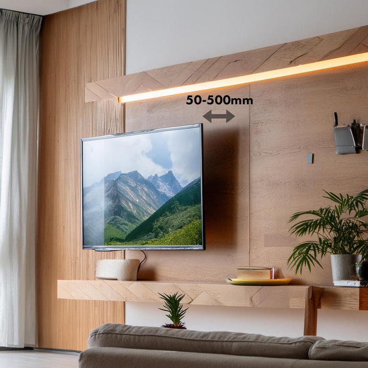 Držák Maclean na TV, max. VESA 800x600, 43-100", 80 kg, horizontální a vertikální nastavení úhlu, profil 50-500 mm, černý, MC-423
