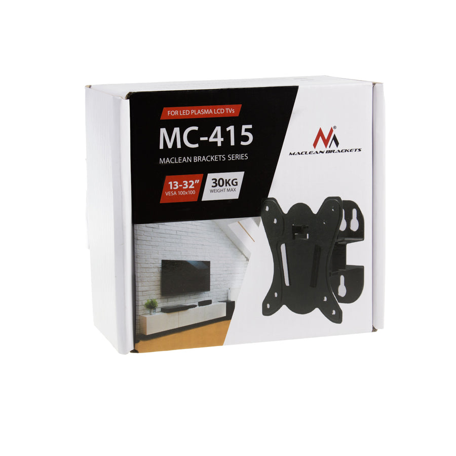 Držák Maclean pro TV nebo monitor, max. VESA 100x100, 13-32", 30 kg, černý, MC-415