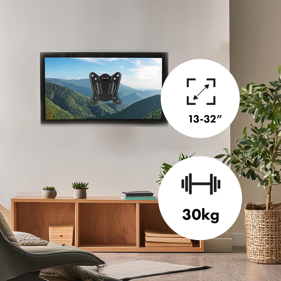 Držák Maclean pro TV nebo monitor, max. VESA 100x100, 13-32", 30 kg, černý, MC-416