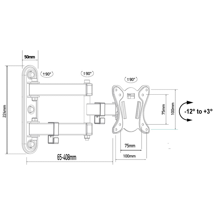 Držák Maclean pro TV nebo monitor, max. VESA 100x100, 13-32", 30 kg, černý, MC-417