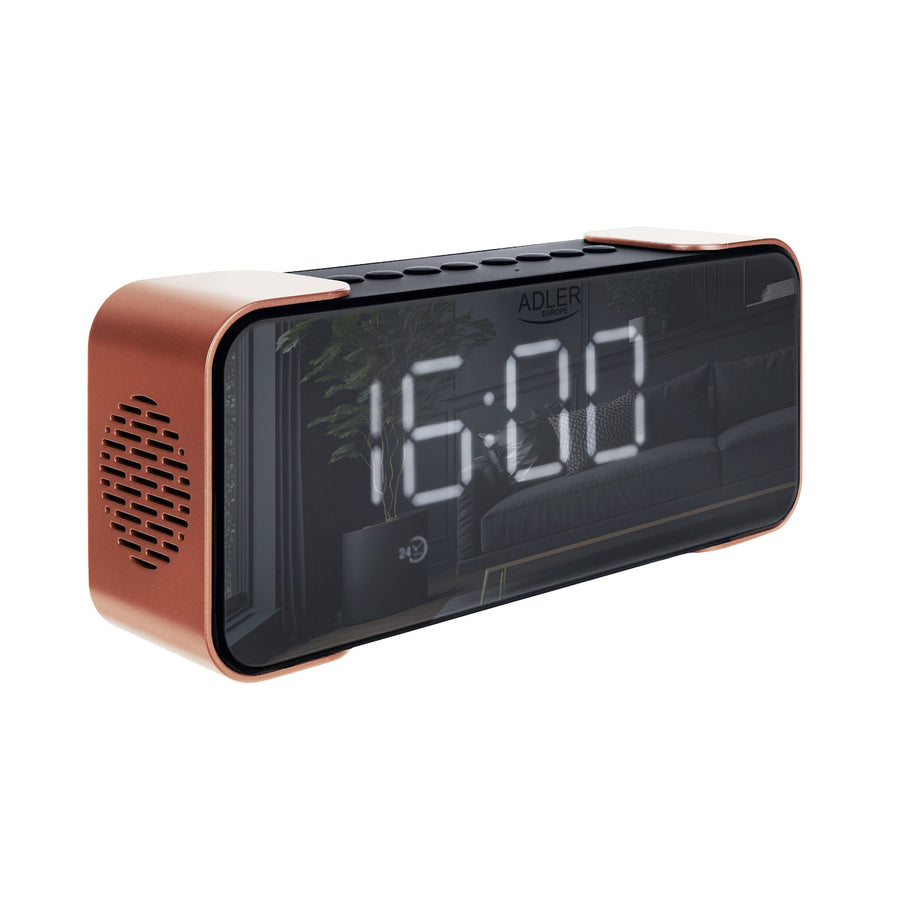 Bezdrátový radiobudík Adler AD 1190 Copper s LED displejem a funkcí Bluetooth