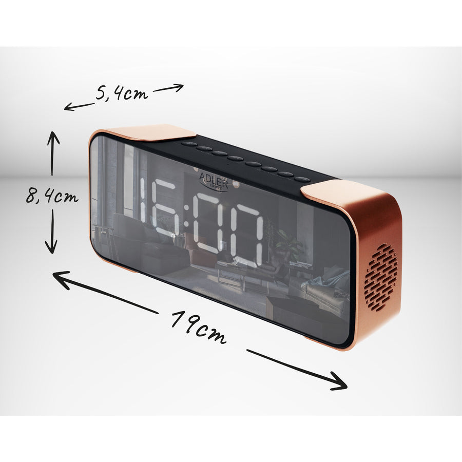 Bezdrátový radiobudík Adler AD 1190 Copper s LED displejem a funkcí Bluetooth