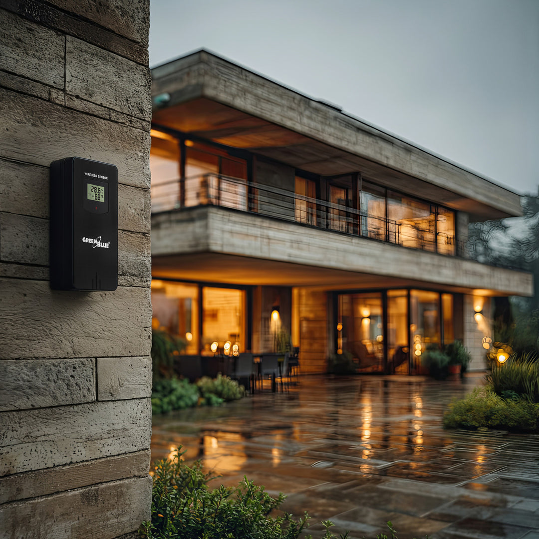 Bezdrátová meteostanice GreenBlue, barevná, s DCF, fázemi měsíce, barometrem, kalendářem, napájecí zdroj, GB540N