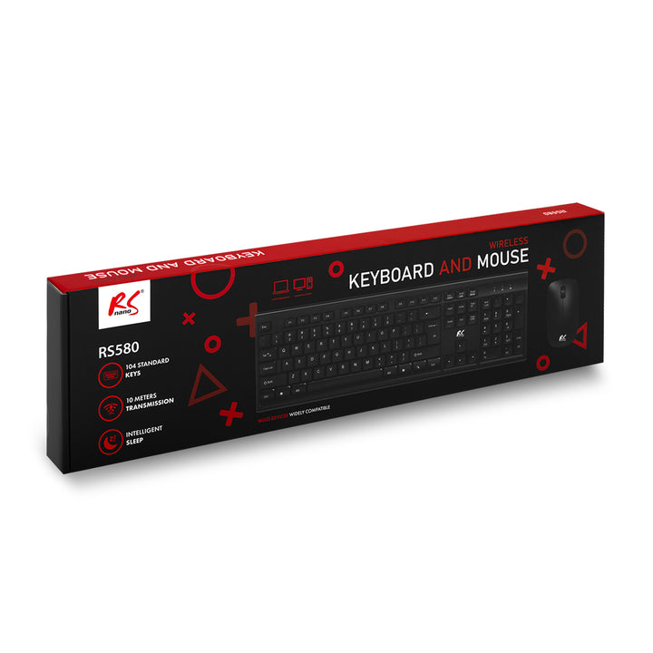 Bezdrátová klávesnice + myš COMBO NanoRS, RS580 černá