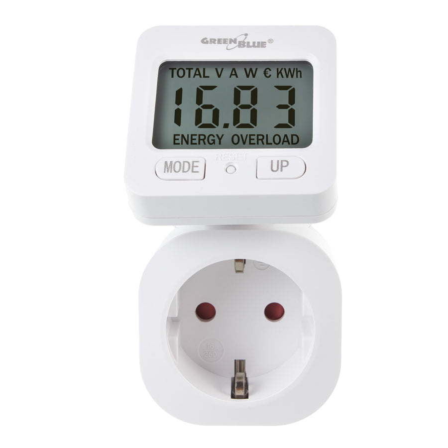 GreenBlue elektroměr, wattmetr, 16A, max. 3680W, dílčí paměť, GB615 F
