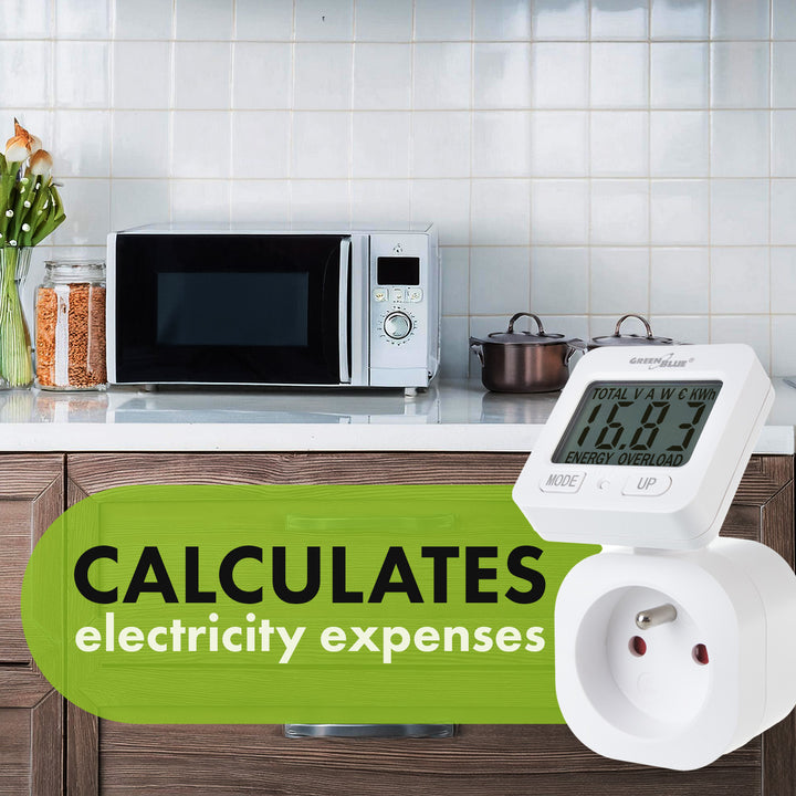GreenBlue elektroměr, wattmetr, 16A, max. 3680W, dílčí paměť, GB615 F
