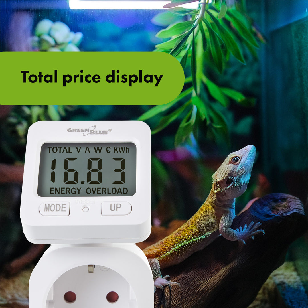 GreenBlue elektroměr, wattmetr, 16A, max. 3680W, dílčí paměť, GB615 F