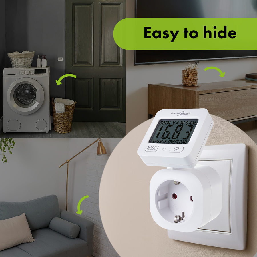 GreenBlue elektroměr, wattmetr, 16A, max. 3680W, dílčí paměť, GB615 F