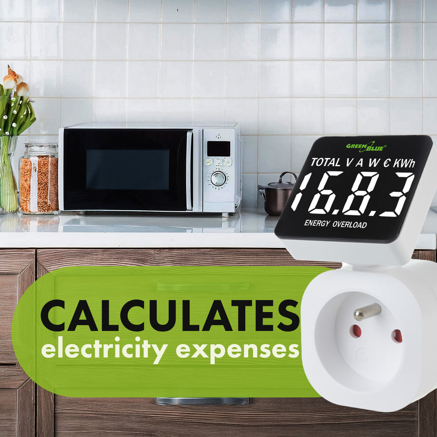 GreenBlue elektroměr, wattmetr, 16A, max. 3680W, dílčí paměť, GB620 E