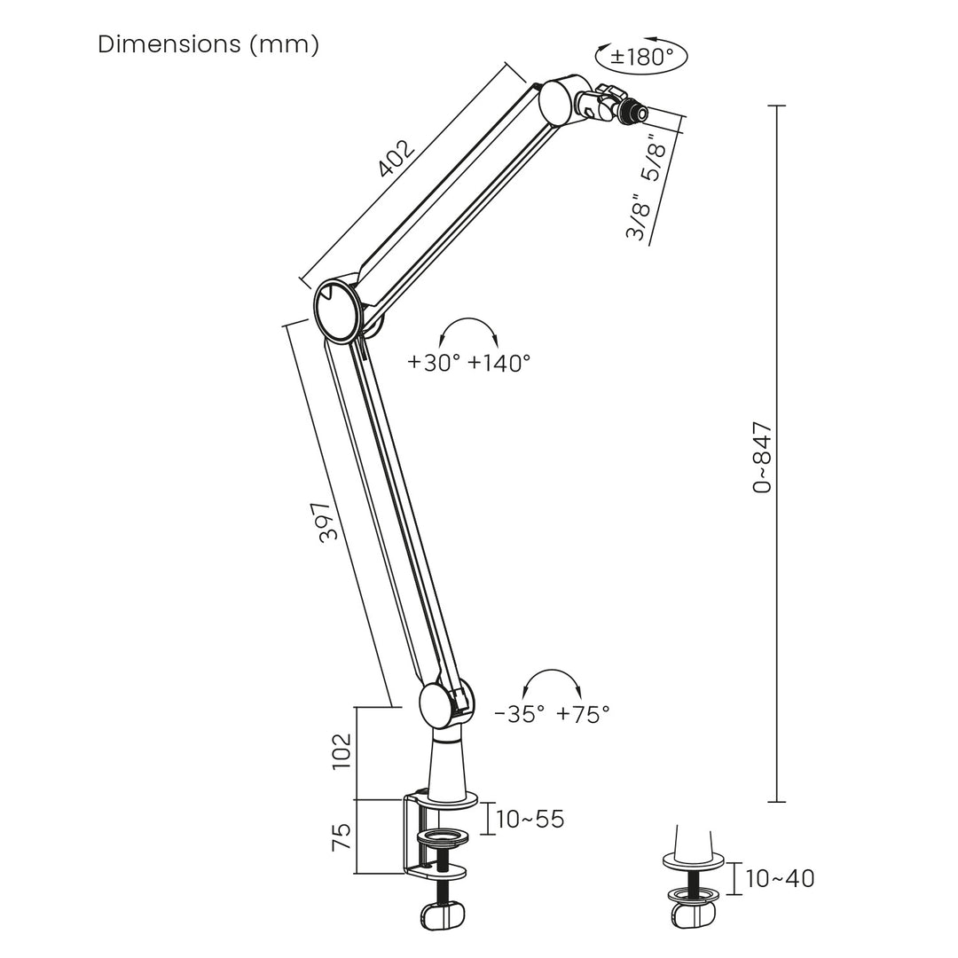 Držák mikrofonu 3/8" a 5/8" NanoRS, max. 1 kg, RS421