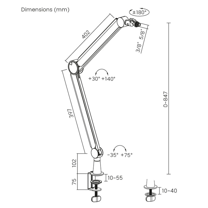 Držák mikrofonu 3/8" a 5/8" NanoRS, max. 1 kg, RS421