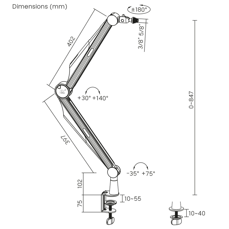 Držák mikrofonu 3/8" a 5/8" NanoRS, max. 1 kg, RS422