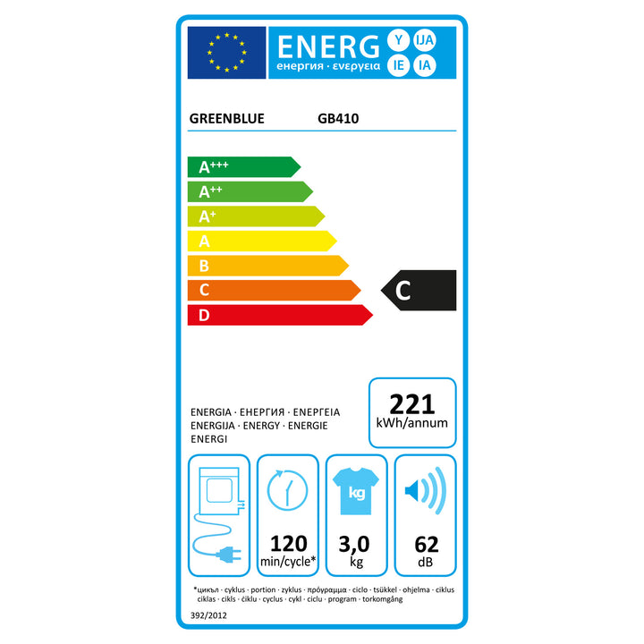 Elektrická sušička prádla GreenBlue s náplní 3 kg GB410