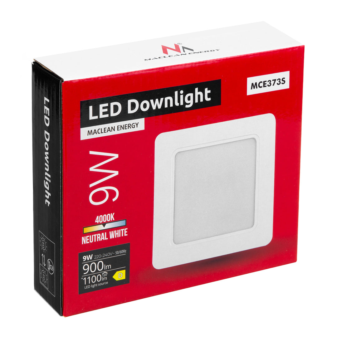 5x stropní panel Maclean LED, zapuštěný, SLIM, 9W, neutrální bílá 4000K, 120*120*26mm, 900lm, MCE373 S