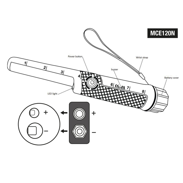 Vodotěsný detektor kovů Maclean PinPoint MCE120N + pouzdro
