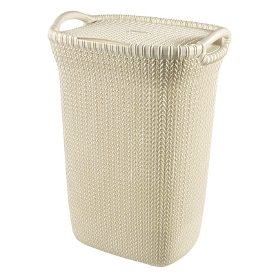 Koš na prádlo Curver, prolamovaný design, 2 ucha, 57 l, krémový, Knit