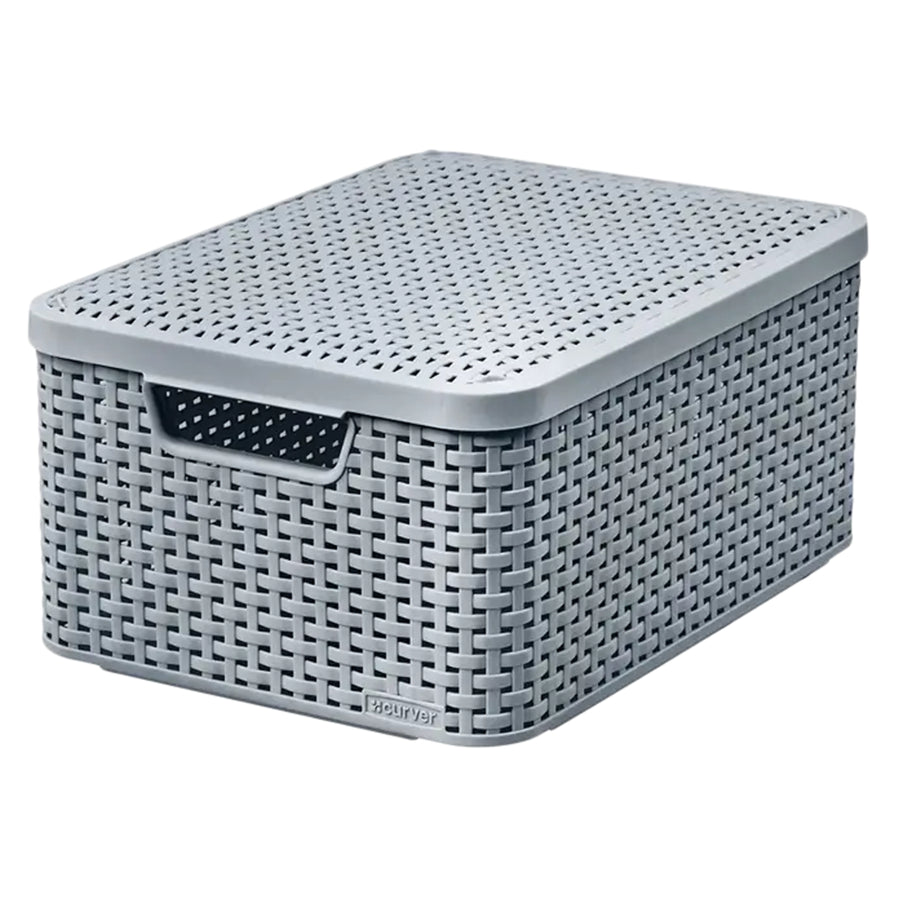 Obloukový koš s víkem, víceúčelový, 18 litrů, světle šedý, Style M
