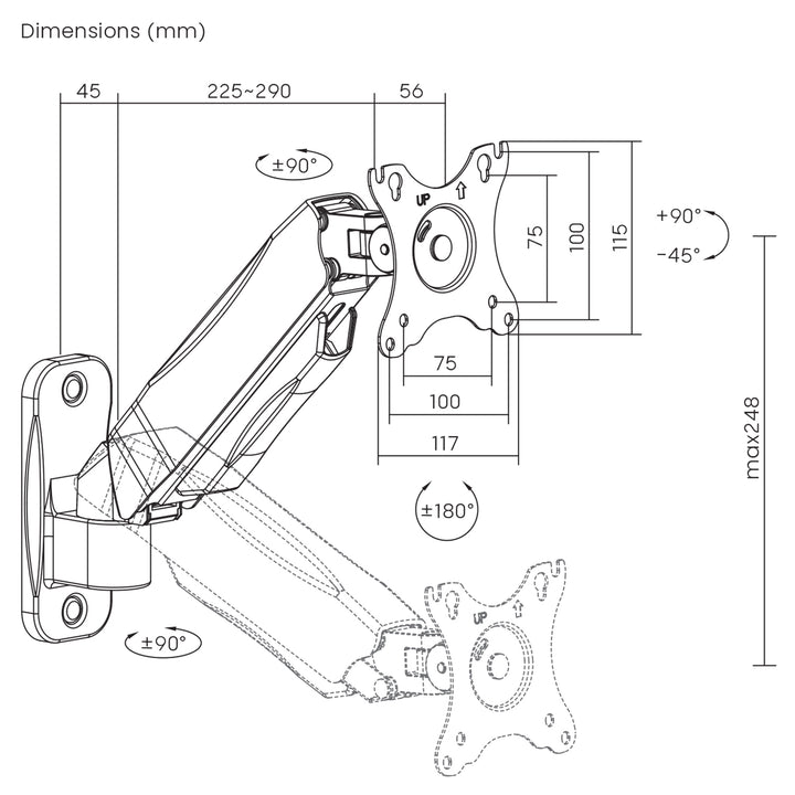 Nástěnný držák monitoru Maclean, 17-32'', max. 9 kg, mechanická pružina, MC-979