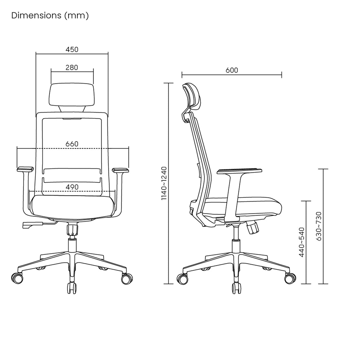 Prémiová ergonomická kancelářská židle s vysokým opěradlem Ergo Office, max. 150 kg, ER-425