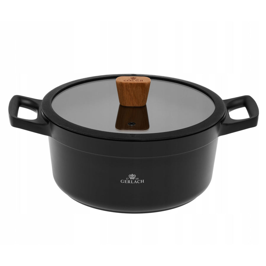 Hrnec Gerlach, keramický povlak, 24 cm, poklice, černá, Natur