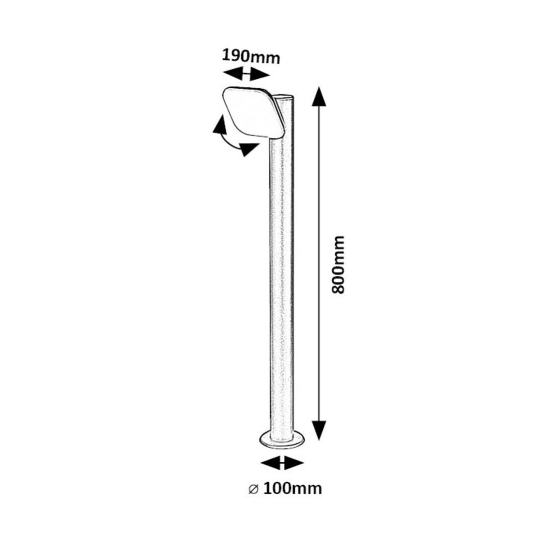 Lampa Rabalux, stojací, venkovní, LED 12W, IP44, 80 cm, černá, Odiel