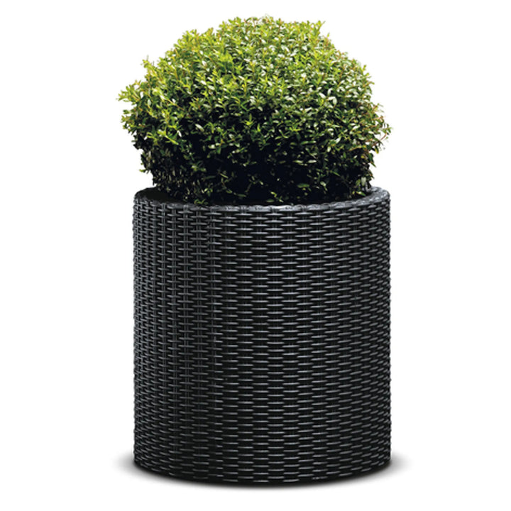 Květináč Keter, kulatý, průměr 36 cm, antracit, Cylinder Planter M