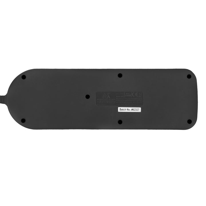 Napájecí lišta Maclean, prodlužovací kabel se 4 zásuvkami + USB A/C, s přepínači, 250VAC/10A, 1,5 m, černá, MCE508 B