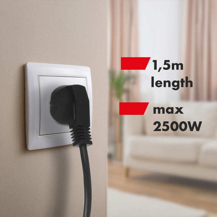 Napájecí lišta Maclean, prodlužovací kabel se 4 zásuvkami + USB A/C, s přepínači, 250VAC/10A, 1,5 m, černá, MCE508 B