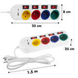 Napájecí lišta Maclean, prodlužovací kabel se 4 zásuvkami + USB A/C, s přepínači, 250 VAC/10A, 1,5 m, bílá, MCE508 W
