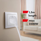 Napájecí lišta Maclean, prodlužovací kabel se 6 zásuvkami, s vypínačem, 250VAC/10A, 1,5 m, MCE509 W
