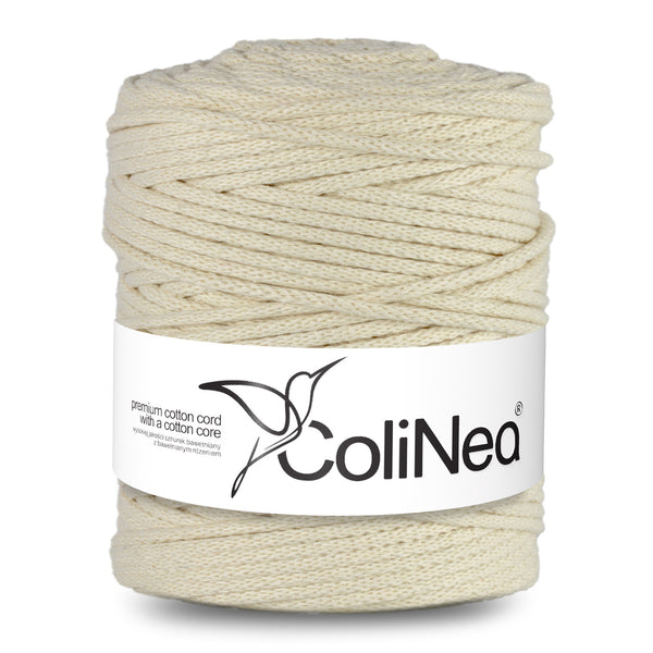 ColiNea, bavlněná šňůra s bavlněným jádrem, opletená, 5 mm, 200 m, slonová kost