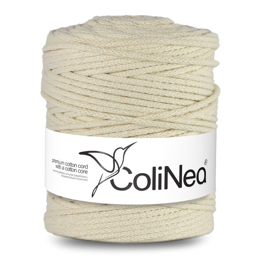 ColiNea, bavlněná šňůra s bavlněným jádrem, opletená, 5 mm, 200 m, slonová kost